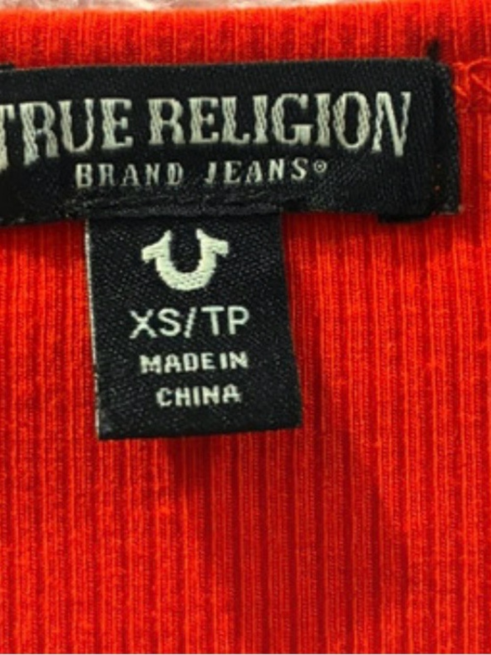 True Religion Red Tank with Rhinestone Script Logo - Picture 3 of 5